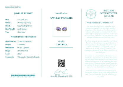 AFFARE!!! Orecchini di Argento 925 e Tanzanite (Certificato Gemmologico)