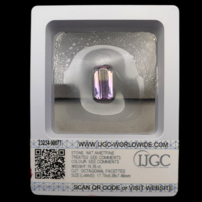 AMETRINO Naturale 10,35 ct. - Certificato IJGC e blister sigillato