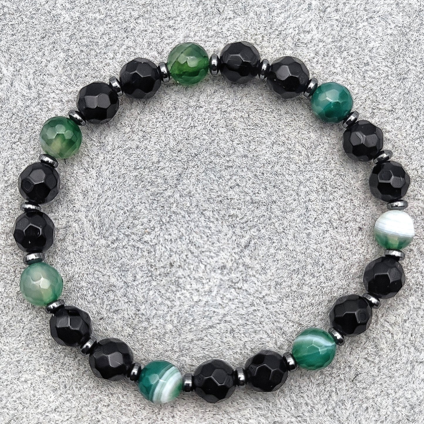 Bracciale di Agata Striata, Onice ed Ematite