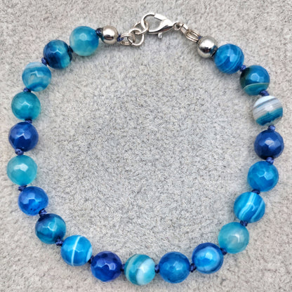 Bracciale annodato di Agata striata Blue.