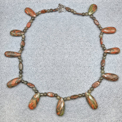 Collana di Unakite e Quarzo rutilato